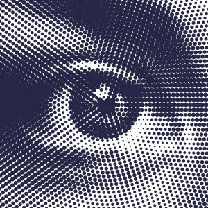 A pointillist illustration of a human eye, used to illustrate a story about AI cyberattacks.